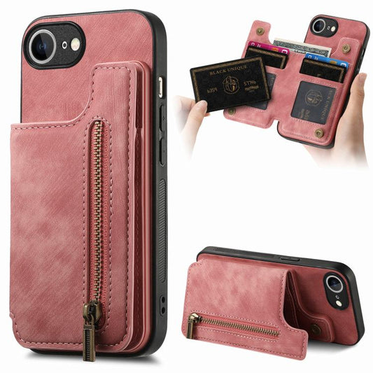 Retro Leather Zipper Wallet Back Phone Case, For iPhone 17e / 16e, For iPhone 17 Pro Max, For iPhone 17 Pro, For iPhone 17