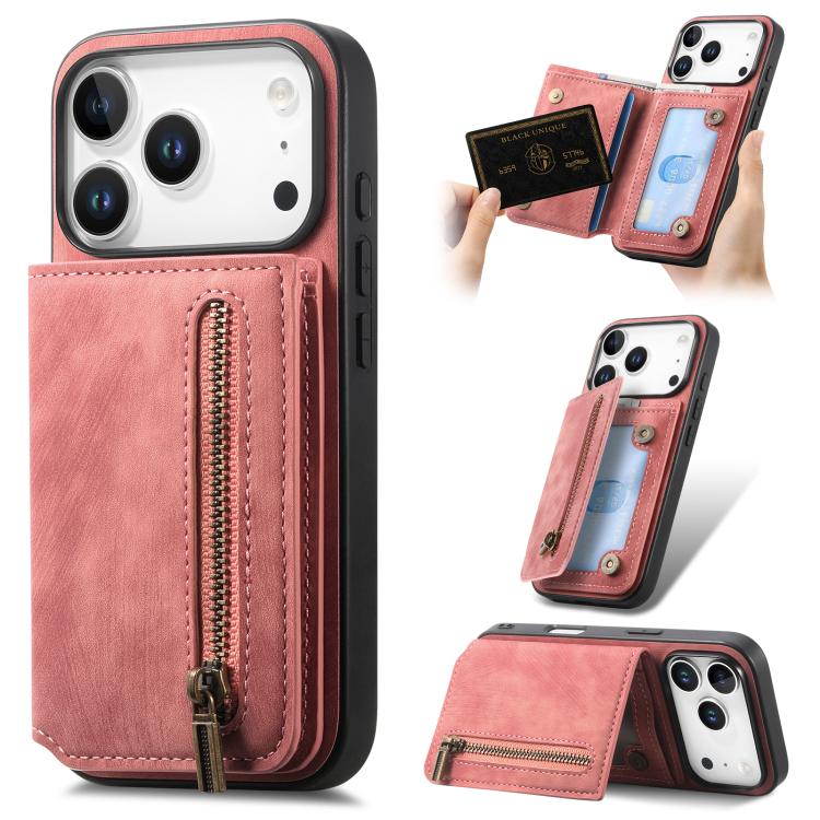 Retro Leather Zipper Wallet Back Phone Case, For iPhone 17e / 16e, For iPhone 17 Pro Max, For iPhone 17 Pro, For iPhone 17