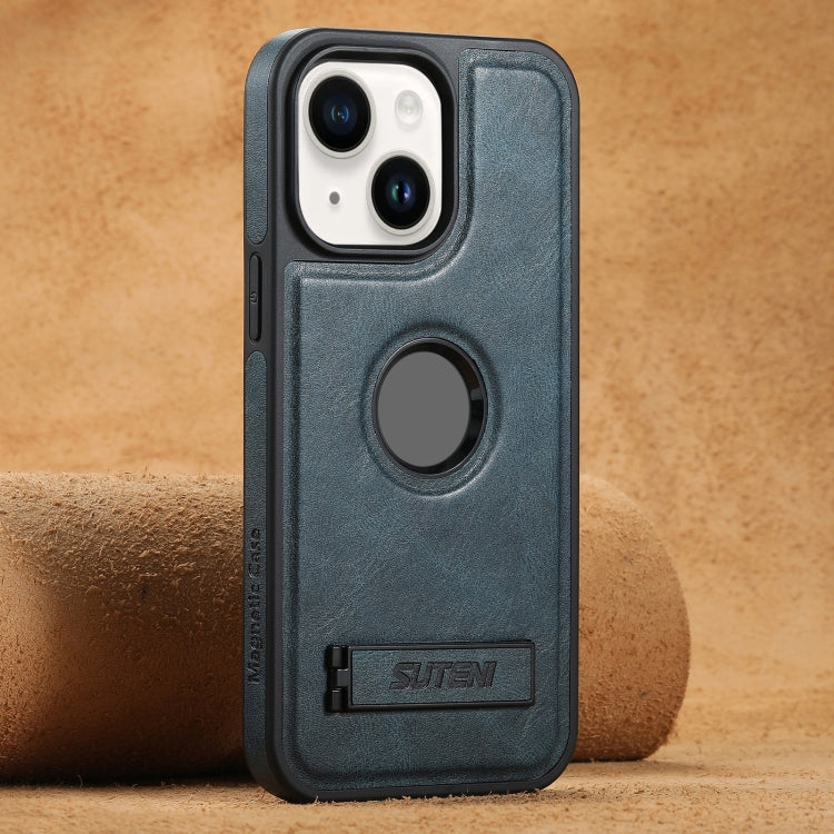 Suteni G2 Magsafe Oil Wax Leather Back Phone Case with Holder, For iPhone 12 Pro Max, For iPhone 12 Pro
