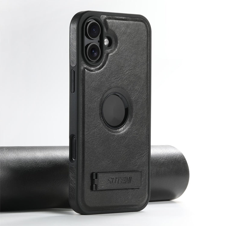 Suteni G2 Magsafe Oil Wax Leather Back Phone Case with Holder, For iPhone 14 Plus, For iPhone 14, For iPhone 14 Pro, For iPhone 14 Pro Max, For iPhone 13 Pro Max, For iPhone 13 Pro, For iPhone 13, For iPhone 12