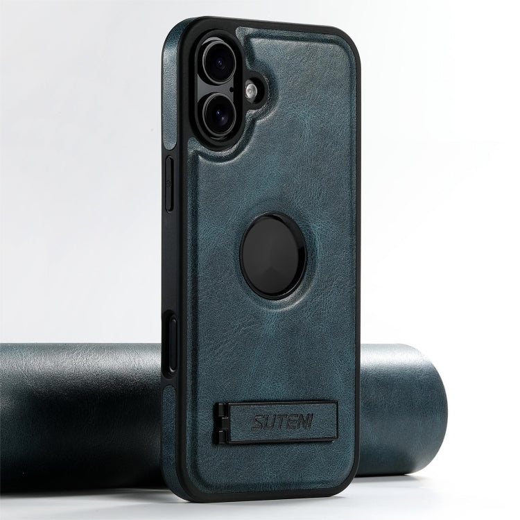 Suteni G2 Magsafe Oil Wax Leather Back Phone Case with Holder, For iPhone 14 Plus, For iPhone 14, For iPhone 14 Pro, For iPhone 14 Pro Max, For iPhone 13 Pro Max, For iPhone 13 Pro, For iPhone 13, For iPhone 12