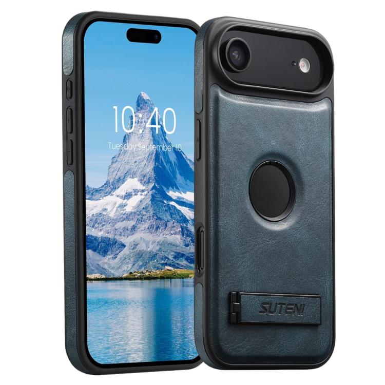 Suteni G2 Magsafe Oil Wax Leather Back Phone Case with Holder, For iPhone 16 Pro Max, For iPhone 16 Pro, For iPhone 16 Plus, For iPhone 16, For iPhone 15 Pro Max, For iPhone 15 Pro, For iPhone 15 Plus, For iPhone 15