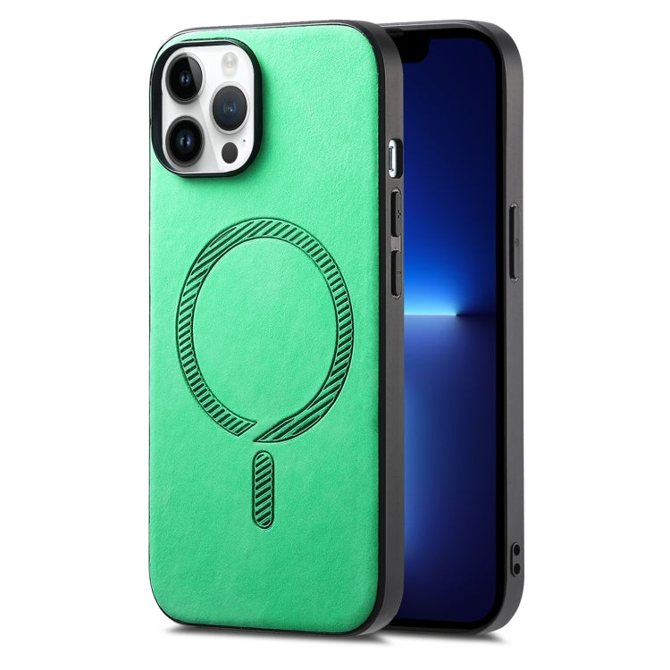 Solid Color Retro Magsafe PU Back Cover Phone Case, For iPhone 12 Pro, For iPhone 11 Pro Max, For iPhone 11