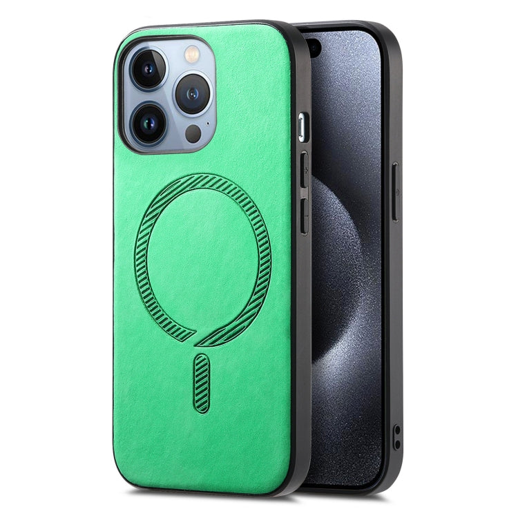 Solid Color Retro Magsafe PU Back Cover Phone Case, For iPhone 15 Pro, For iPhone 15 Plus, For iPhone 15