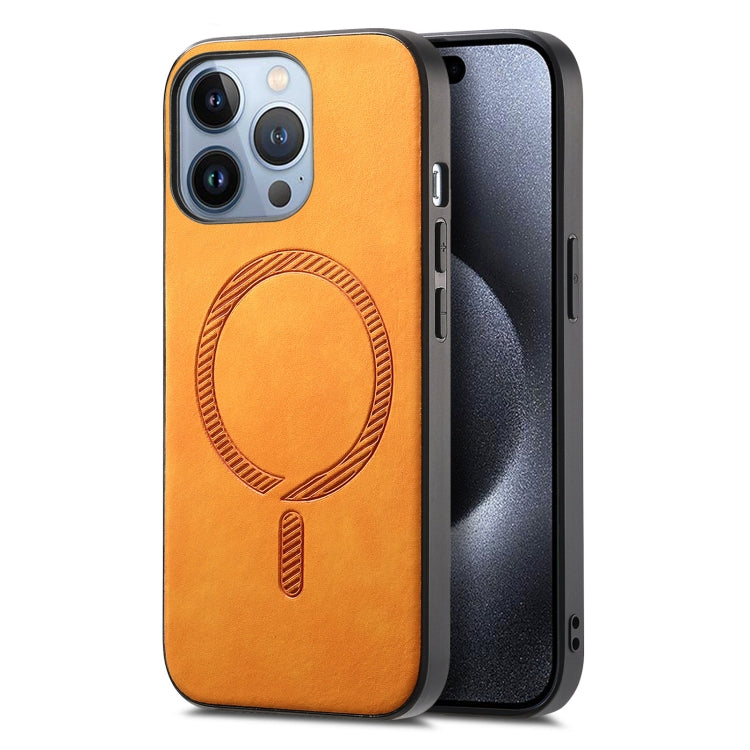 Solid Color Retro Magsafe PU Back Cover Phone Case, For iPhone 15 Pro, For iPhone 15 Plus, For iPhone 15
