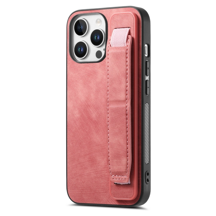 Retro Wristband Holder Leather Back Phone Case, For iPhone 16 Pro Max, For iPhone 16 Pro, For iPhone 16 Plus, For iPhone 16