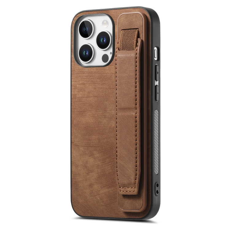 Retro Wristband Holder Leather Back Phone Case, For iPhone 16 Pro Max, For iPhone 16 Pro, For iPhone 16 Plus, For iPhone 16