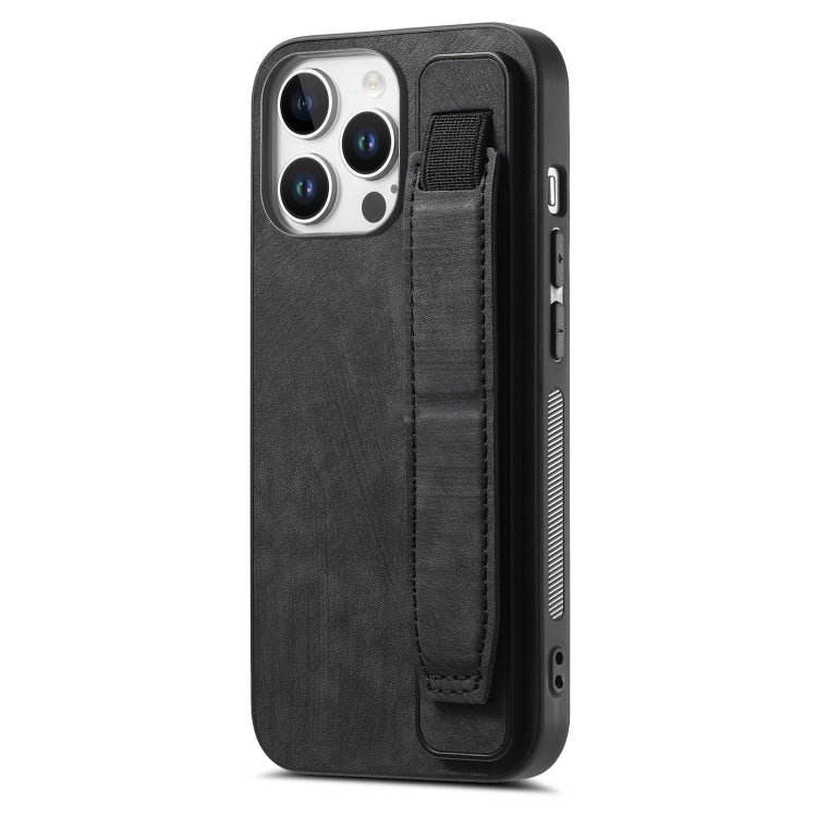 Retro Wristband Holder Leather Back Phone Case, For iPhone 16 Pro Max, For iPhone 16 Pro, For iPhone 16 Plus, For iPhone 16