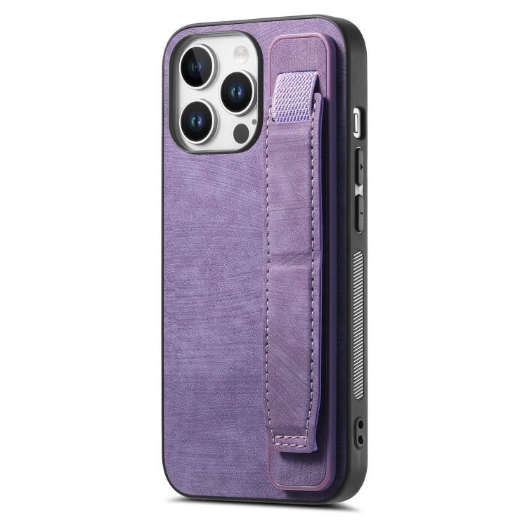 Retro Wristband Holder Leather Back Phone Case, For iPhone 16 Pro Max, For iPhone 16 Pro, For iPhone 16 Plus, For iPhone 16