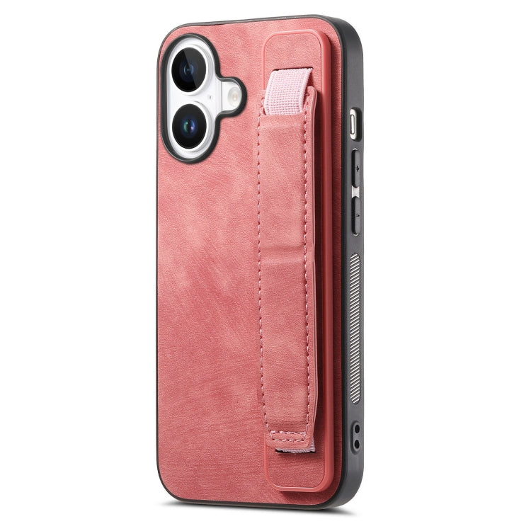 Retro Wristband Holder Leather Back Phone Case, For iPhone 16 Pro Max, For iPhone 16 Pro, For iPhone 16 Plus, For iPhone 16