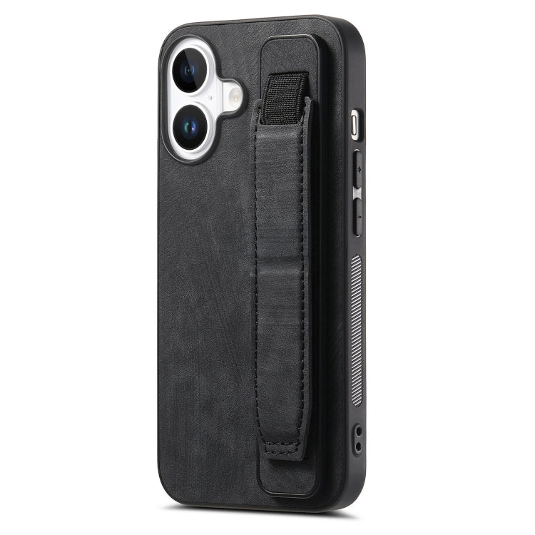 Retro Wristband Holder Leather Back Phone Case, For iPhone 16 Pro Max, For iPhone 16 Pro, For iPhone 16 Plus, For iPhone 16