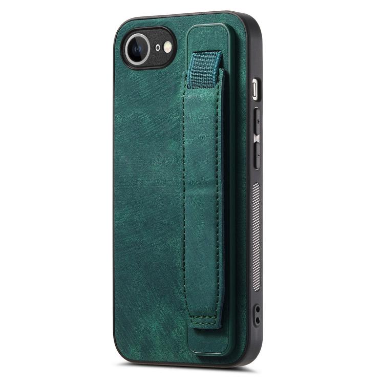 Retro Wristband Holder Leather Back Phone Case, For iPhone 16 Pro Max, For iPhone 16 Pro, For iPhone 16 Plus, For iPhone 16