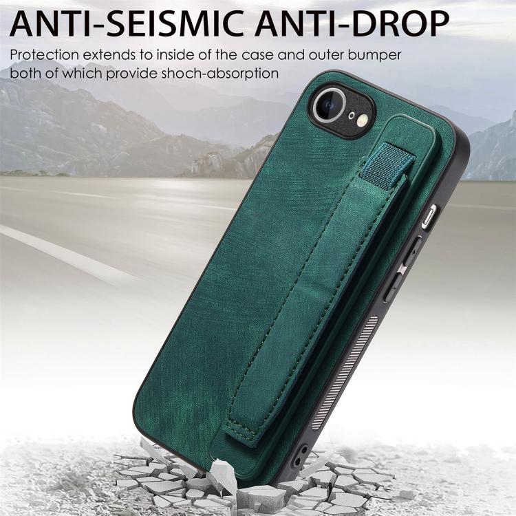 Retro Wristband Holder Leather Back Phone Case, For iPhone 16 Pro Max, For iPhone 16 Pro, For iPhone 16 Plus, For iPhone 16