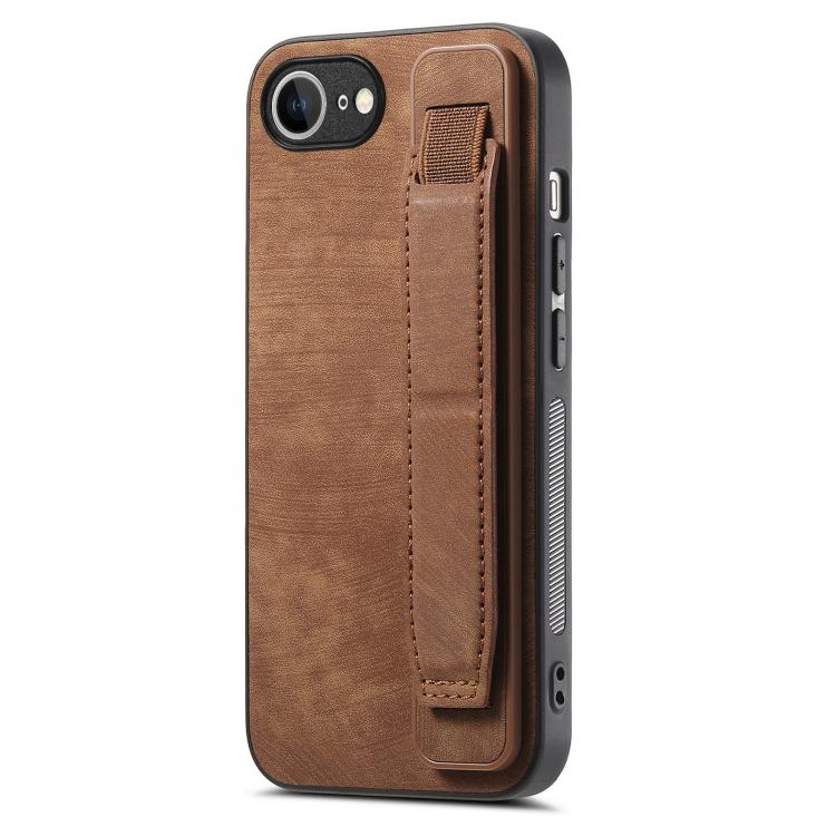 Retro Wristband Holder Leather Back Phone Case, For iPhone 16 Pro Max, For iPhone 16 Pro, For iPhone 16 Plus, For iPhone 16