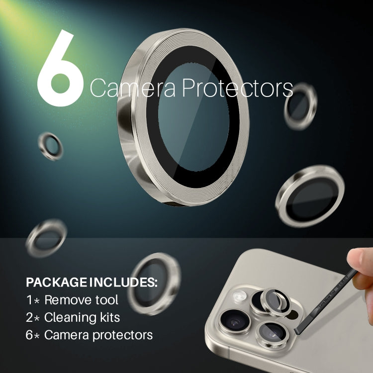 NORTHJO 2 Set 6pcs Camera Lens Protector Cover Metal Ring, For iPhone 15 Pro / 15 Pro Max
