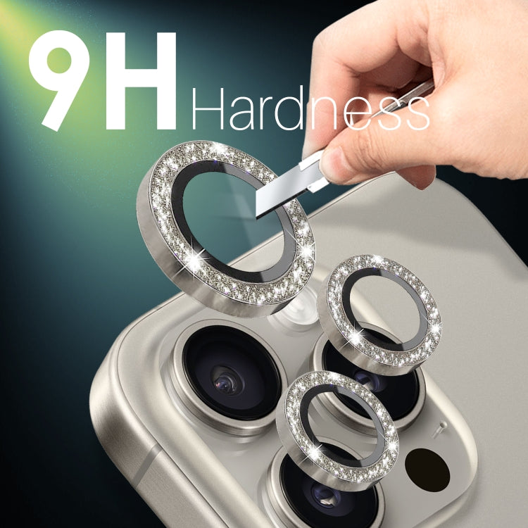 NORTHJO 2 Set 6pcs Camera Lens Protector Glitter Metal Ring Film, For iPhone 15 Pro / 15 Pro Max