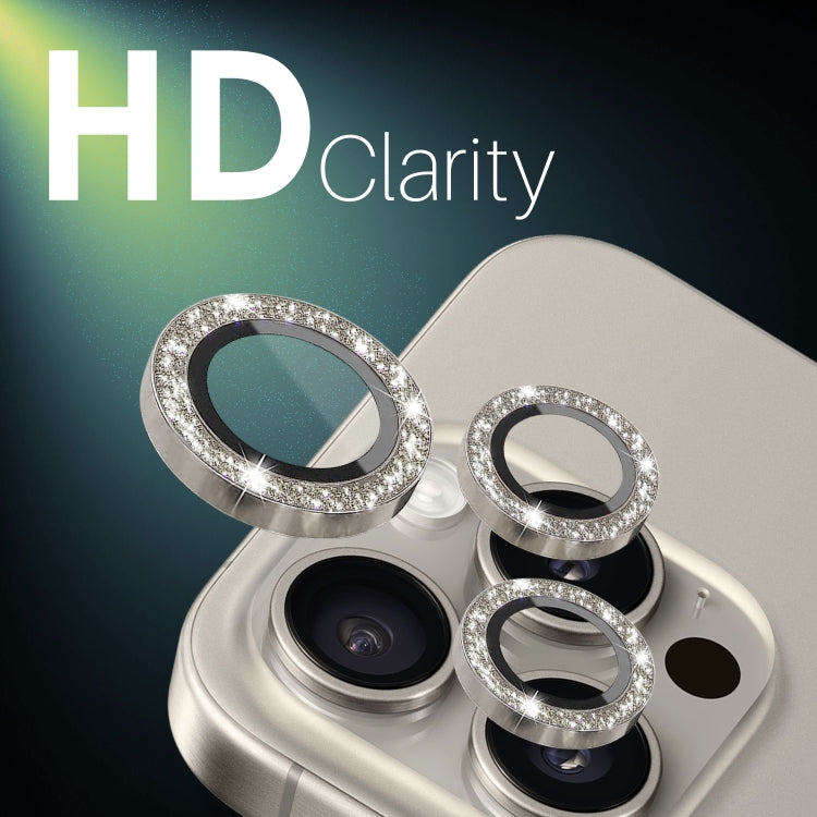 NORTHJO 2 Set 6pcs Camera Lens Protector Glitter Metal Ring Film, For iPhone 15 Pro / 15 Pro Max