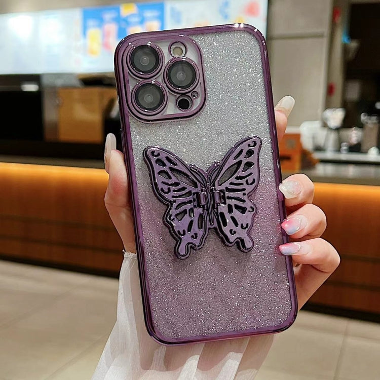 Electroplated Gradient Glitter 3D Butterfly TPU Phone Case, For iPhone 7 / 8 / SE 2022, For iPhone 13 Pro Max, For iPhone 13 Pro, For iPhone 13