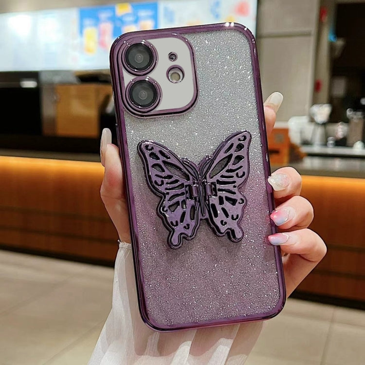 Electroplated Gradient Glitter 3D Butterfly TPU Phone Case, For iPhone 12 mini, For iPhone 11 Pro Max, For iPhone 11, For iPhone 11 Pro