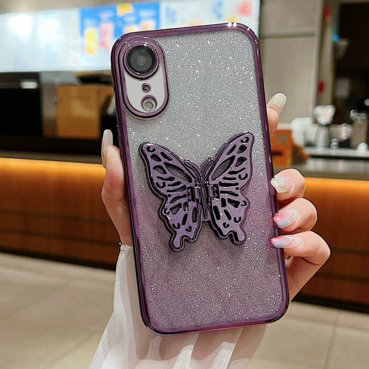 Electroplated Gradient Glitter 3D Butterfly TPU Phone Case, For iPhone X / XS, For iPhone XR, For iPhone XS Max, For iPhone 7 Plus / 8 Plus