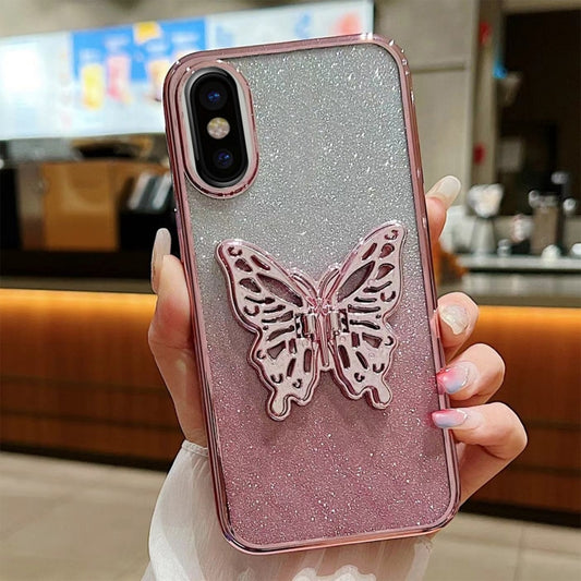 Electroplated Gradient Glitter 3D Butterfly TPU Phone Case, For iPhone X / XS, For iPhone XR, For iPhone XS Max, For iPhone 7 Plus / 8 Plus