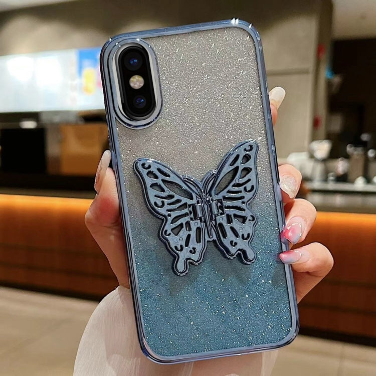 Electroplated Gradient Glitter 3D Butterfly TPU Phone Case, For iPhone X / XS, For iPhone XR, For iPhone XS Max, For iPhone 7 Plus / 8 Plus