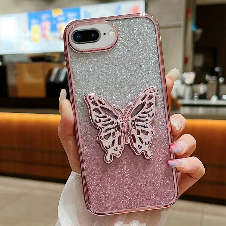 Electroplated Gradient Glitter 3D Butterfly TPU Phone Case, For iPhone X / XS, For iPhone XR, For iPhone XS Max, For iPhone 7 Plus / 8 Plus