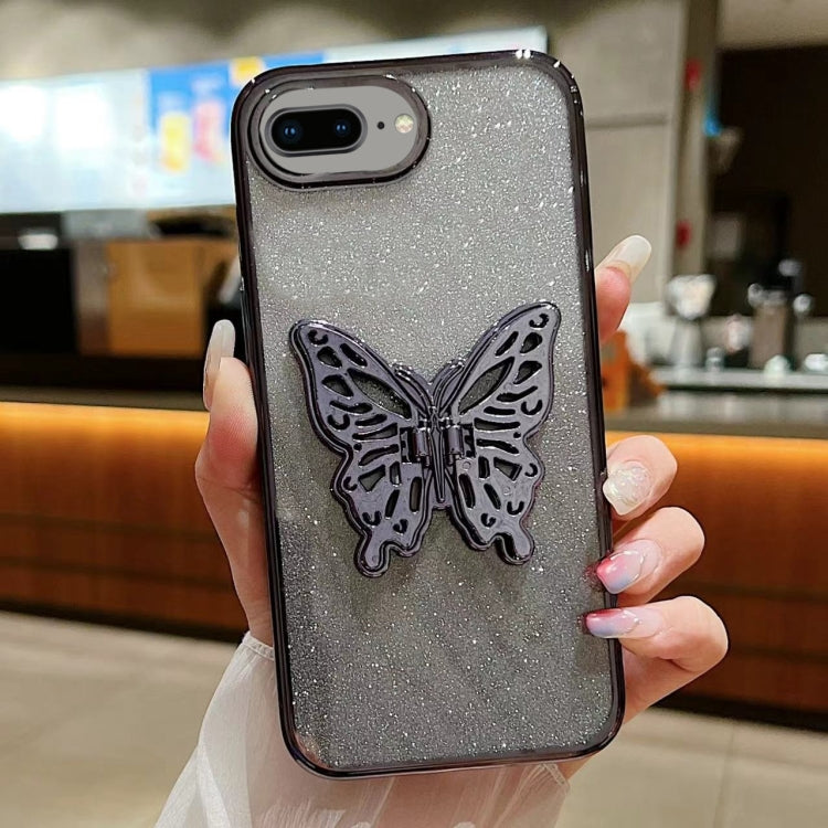 Electroplated Gradient Glitter 3D Butterfly TPU Phone Case, For iPhone X / XS, For iPhone XR, For iPhone XS Max, For iPhone 7 Plus / 8 Plus