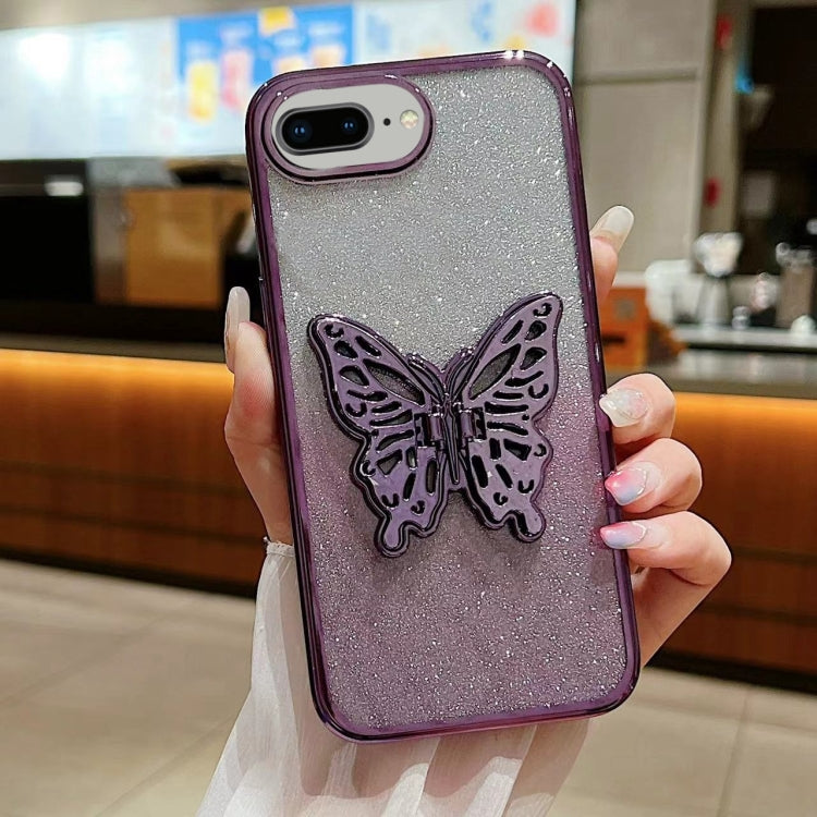 Electroplated Gradient Glitter 3D Butterfly TPU Phone Case, For iPhone X / XS, For iPhone XR, For iPhone XS Max, For iPhone 7 Plus / 8 Plus