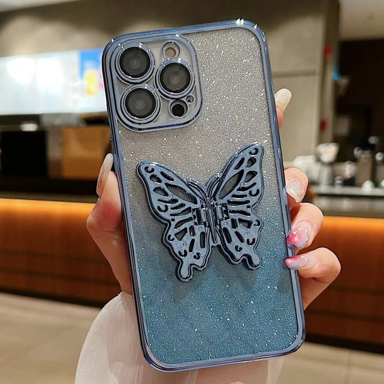 Electroplated Gradient Glitter 3D Butterfly TPU Phone Case, For iPhone Air, For iPhone 16 Pro Max, For iPhone 16 Pro, For iPhone 16 Plus