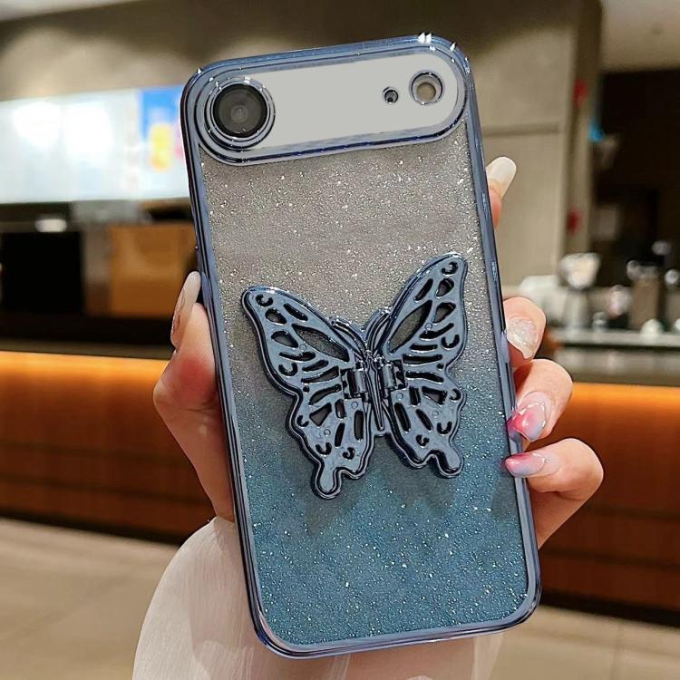 Electroplated Gradient Glitter 3D Butterfly TPU Phone Case