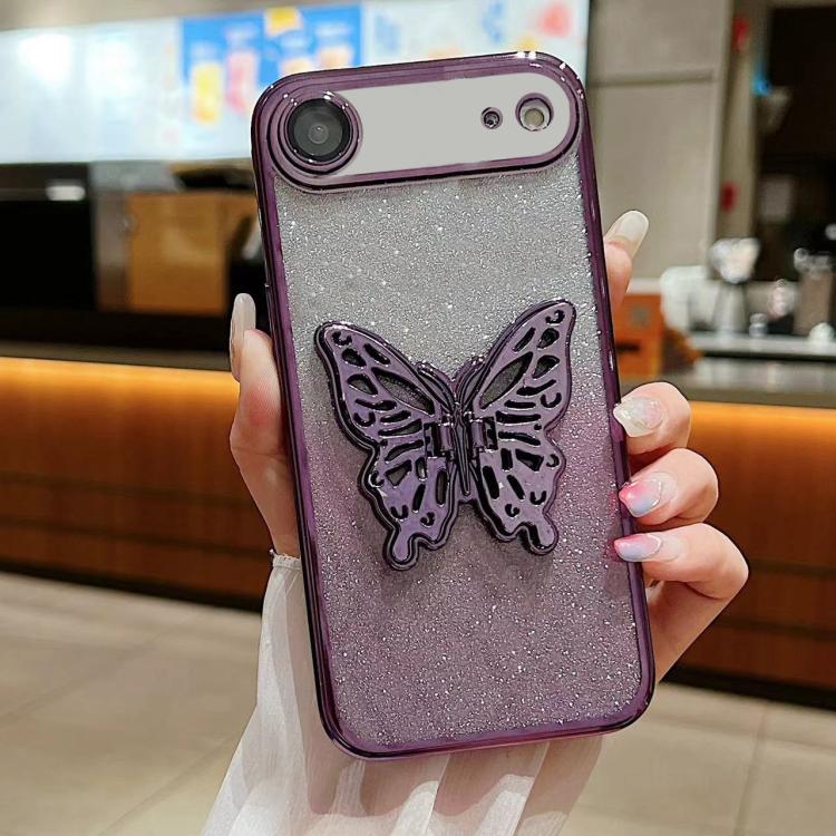 Electroplated Gradient Glitter 3D Butterfly TPU Phone Case