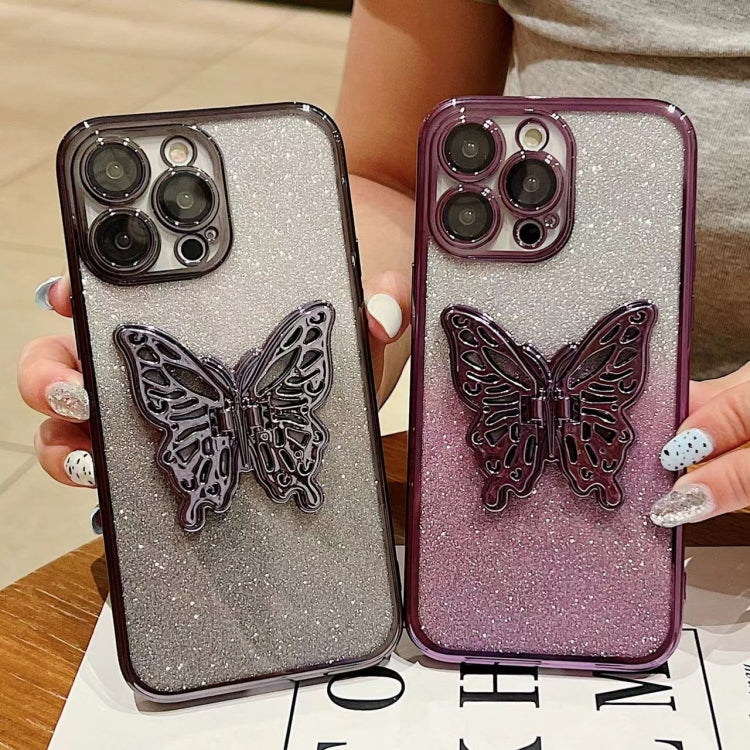 Electroplated Gradient Glitter 3D Butterfly TPU Phone Case, For iPhone X / XS, For iPhone XR, For iPhone XS Max, For iPhone 7 Plus / 8 Plus