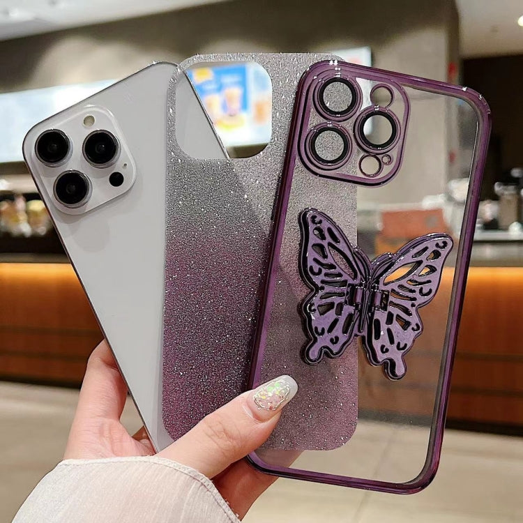 Electroplated Gradient Glitter 3D Butterfly TPU Phone Case, For iPhone 7 / 8 / SE 2022, For iPhone 13 Pro Max, For iPhone 13 Pro, For iPhone 13