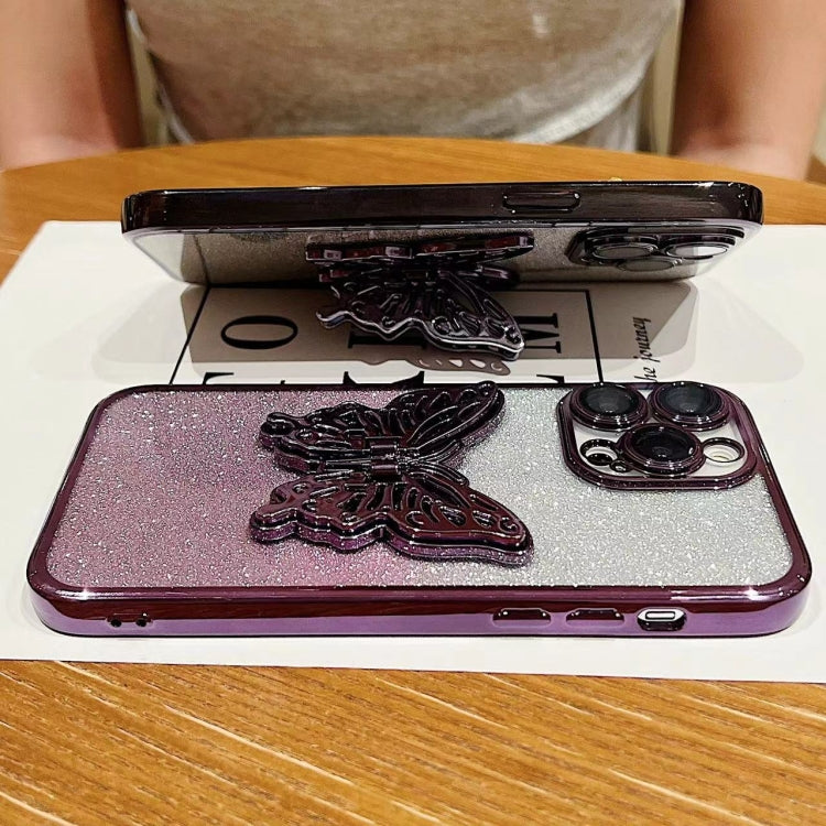 Electroplated Gradient Glitter 3D Butterfly TPU Phone Case, For iPhone 7 / 8 / SE 2022, For iPhone 13 Pro Max, For iPhone 13 Pro, For iPhone 13