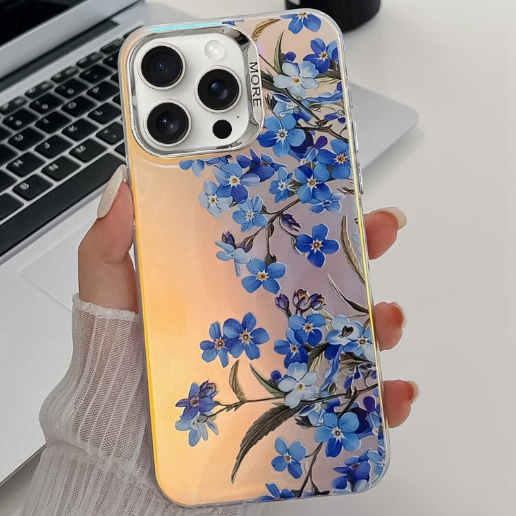 Electroplating Laser Flower Texture TPU Phone Case, For iPhone 15 Pro Max