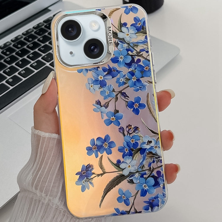Electroplating Laser Flower Texture TPU Phone Case, For iPhone 15