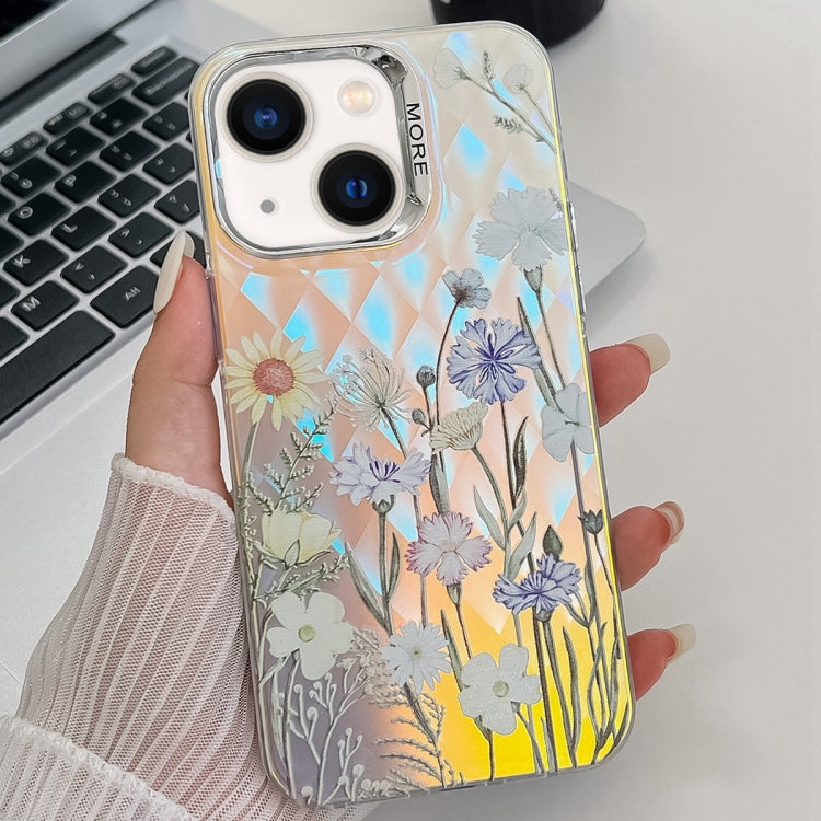 Electroplating Laser Flower Texture TPU Phone Case, For iPhone 14