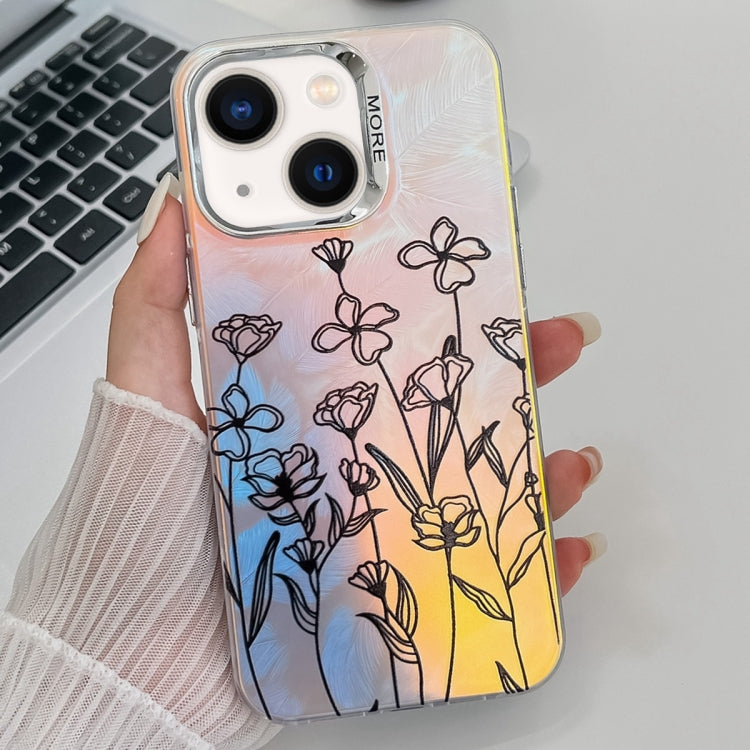 Electroplating Laser Flower Texture TPU Phone Case, For iPhone 14