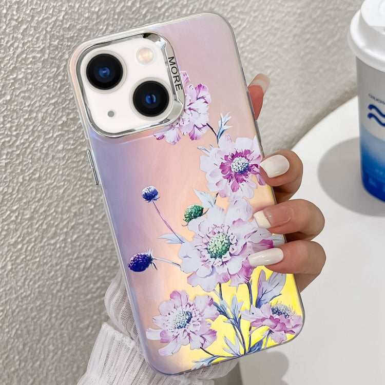 Electroplating Laser Flower Texture TPU Phone Case, For iPhone 14