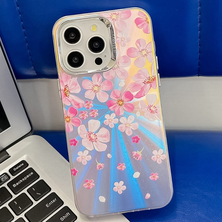 Electroplating Laser Flower Texture TPU Phone Case, For iPhone 14 Pro