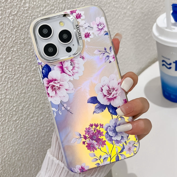 Electroplating Laser Flower Texture TPU Phone Case, For iPhone 14 Pro Max