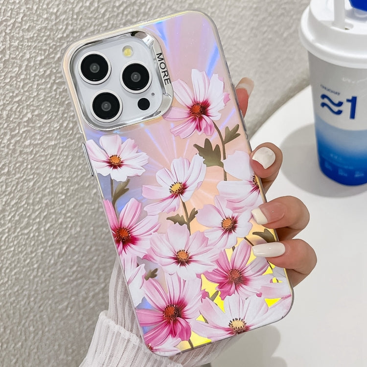 Electroplating Laser Flower Texture TPU Phone Case, For iPhone 14 Pro Max