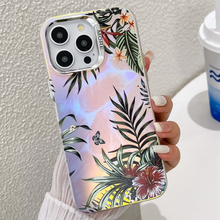 Electroplating Laser Flower Texture TPU Phone Case, For iPhone 14 Pro Max
