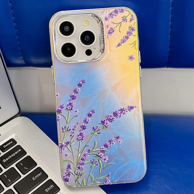 Electroplating Laser Flower Texture TPU Phone Case, For iPhone 14 Pro Max