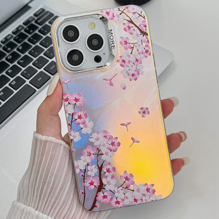 Electroplating Laser Flower Texture TPU Phone Case, For iPhone 13 Pro Max