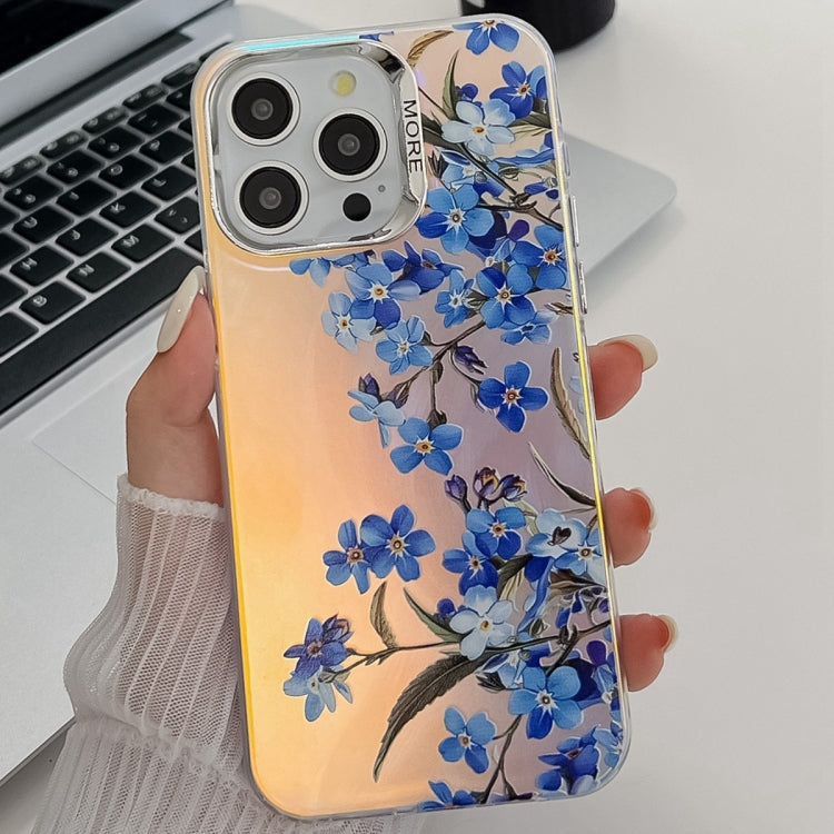 Electroplating Laser Flower Texture TPU Phone Case, For iPhone 13 Pro Max