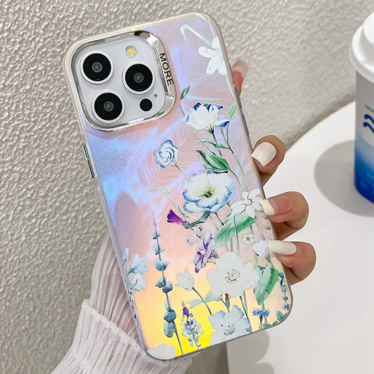 Electroplating Laser Flower Texture TPU Phone Case, For iPhone 13 Pro Max