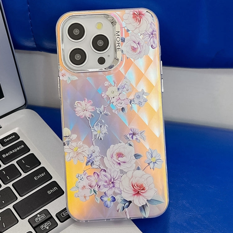 Electroplating Laser Flower Texture TPU Phone Case, For iPhone 13 Pro Max