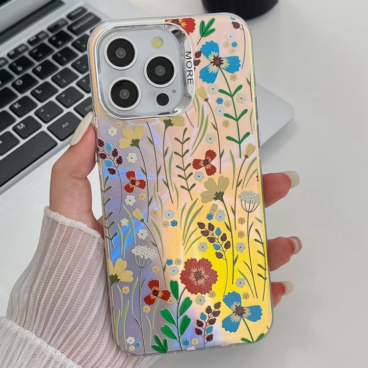 Electroplating Laser Flower Texture TPU Phone Case, For iPhone 13 Pro
